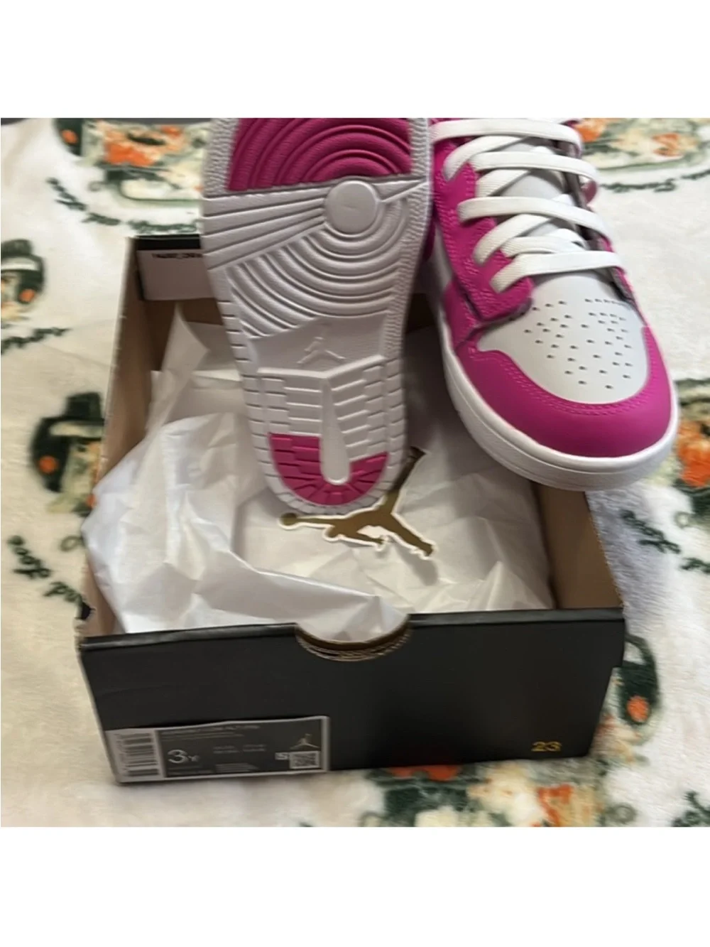 Jordan Kids' White and Pink Low-Top Sneakers